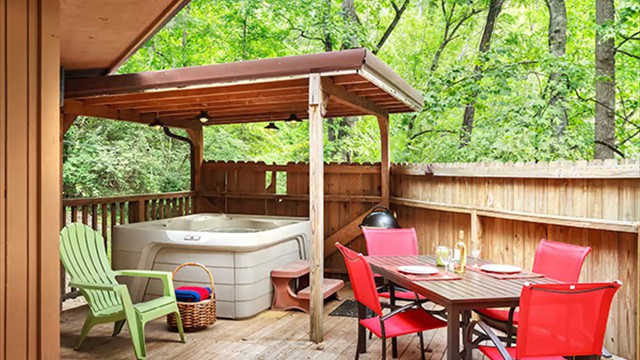 outdoor seating and hottub