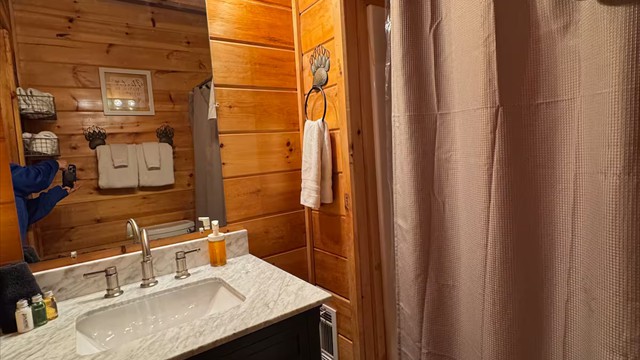 bathroom sink area