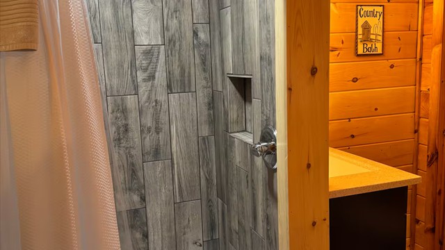 closeup of shower area